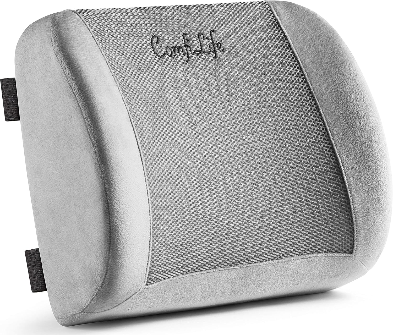 A1j56FEPtlL._AC_SL1500_.jpg ComfiLife Lumbar Support Back Pillow Office Chair and Car Seat Cushion - Memory Foam with Adjustable Strap and Breathable 3D Mesh (Gray) - Image 1